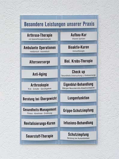 Leistungs-Tafel - 450 x 500 mm - Überschrift + 10 Titel