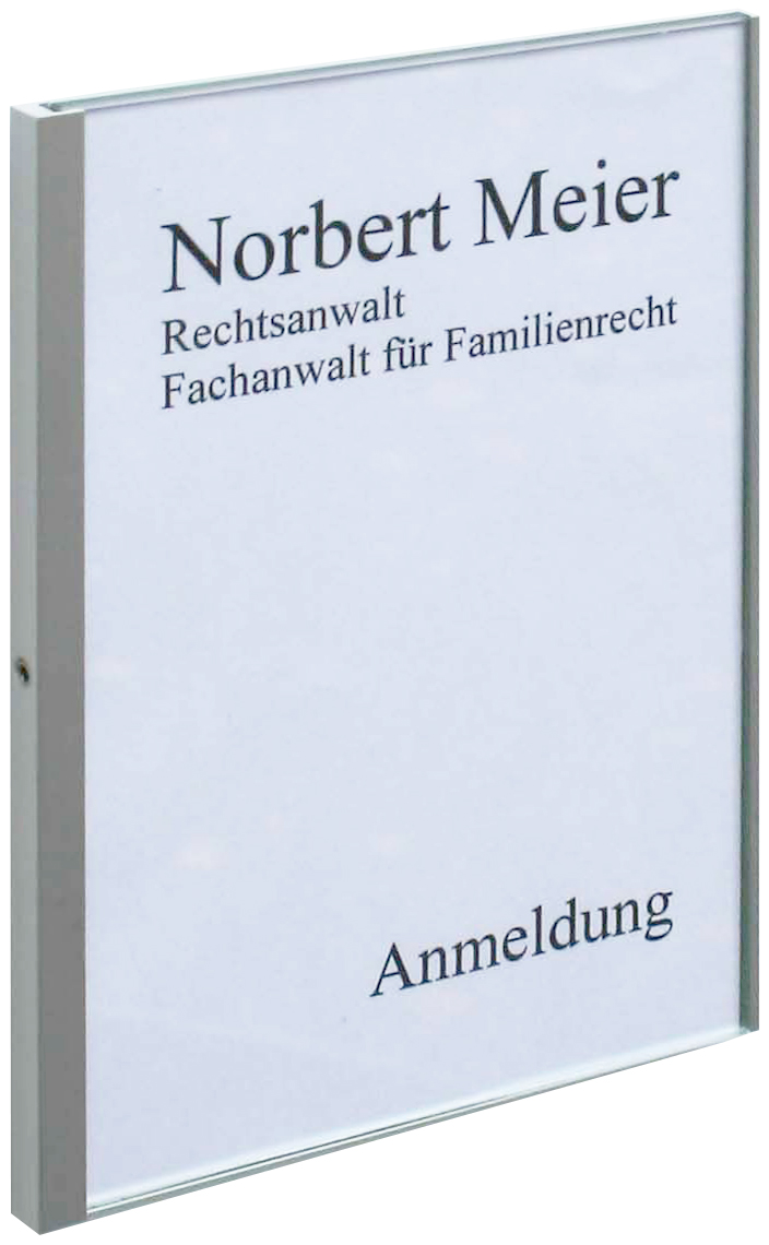 Türschild KRISTALLINO.w-ESG - 110 x 105 mm (BxH) hoch oder quer