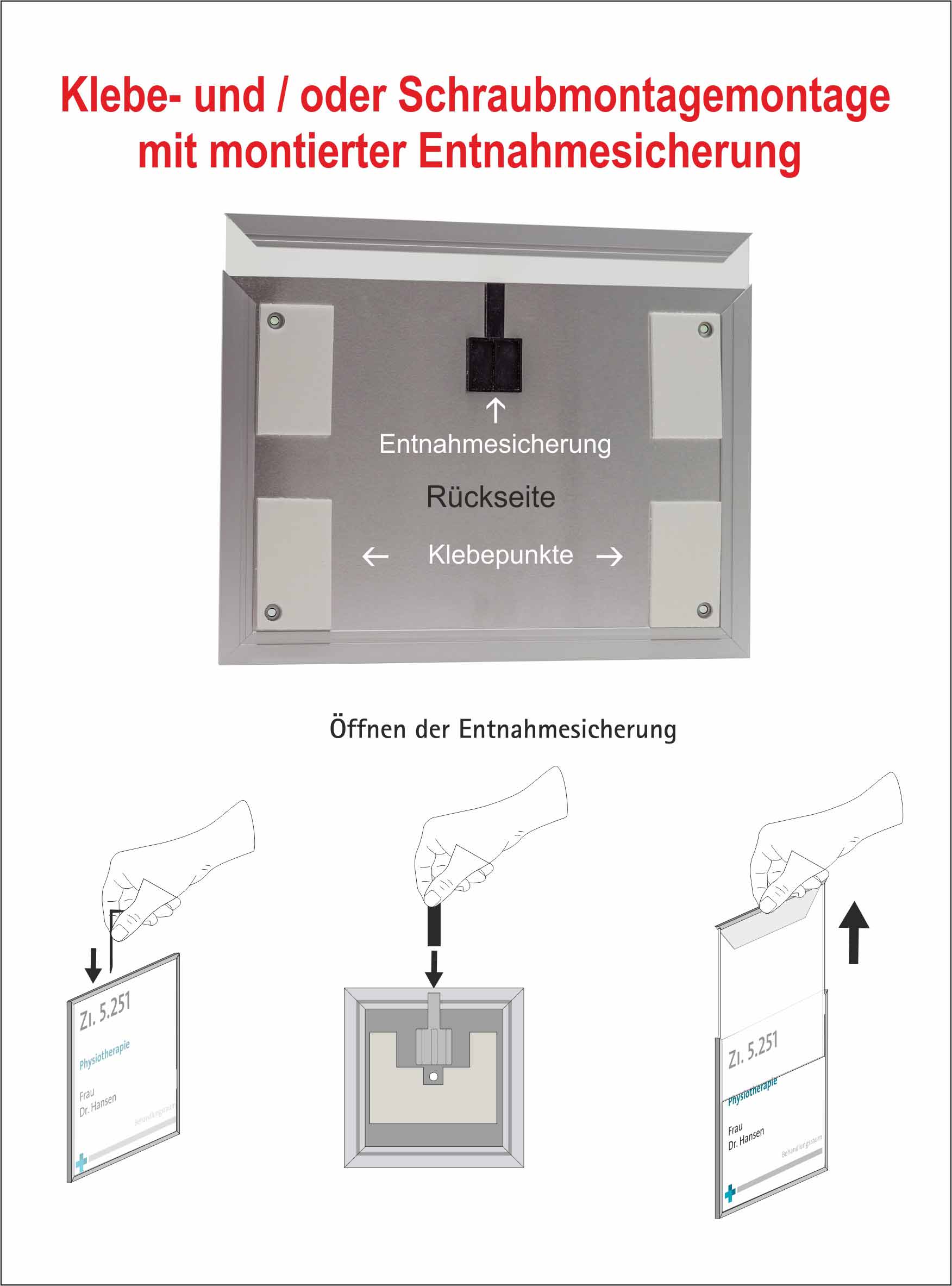 Türschild MADRID Silver Line - 299,5 x 212,5 mm A4 quer - - entnahmesicher -