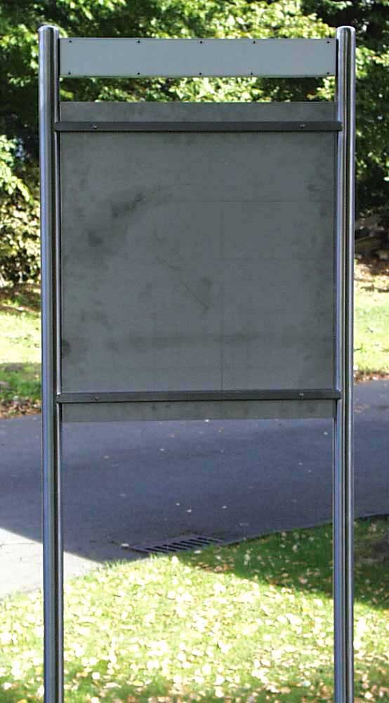 Edelstahl-Schildständer - Typ ESR-H-BL-Plexi-Kamstra