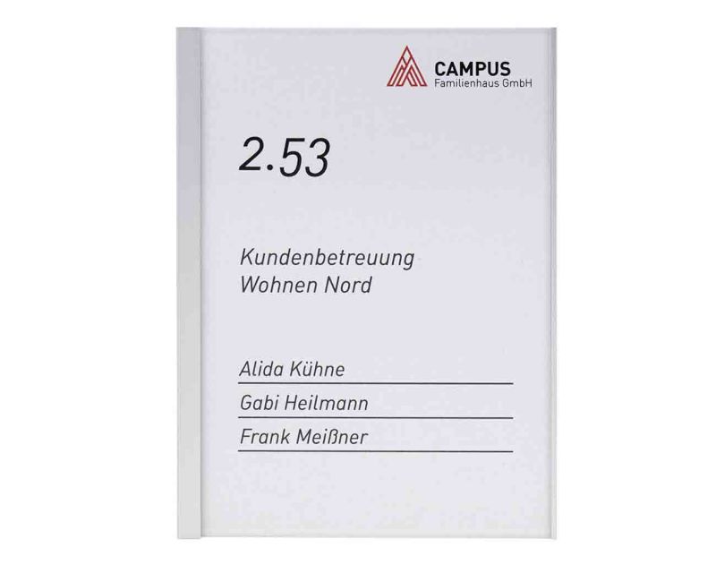 Türschild KRISTALLINO.w-ESG - 110 x 148,5 mm (BxH) A6 hoch oder quer