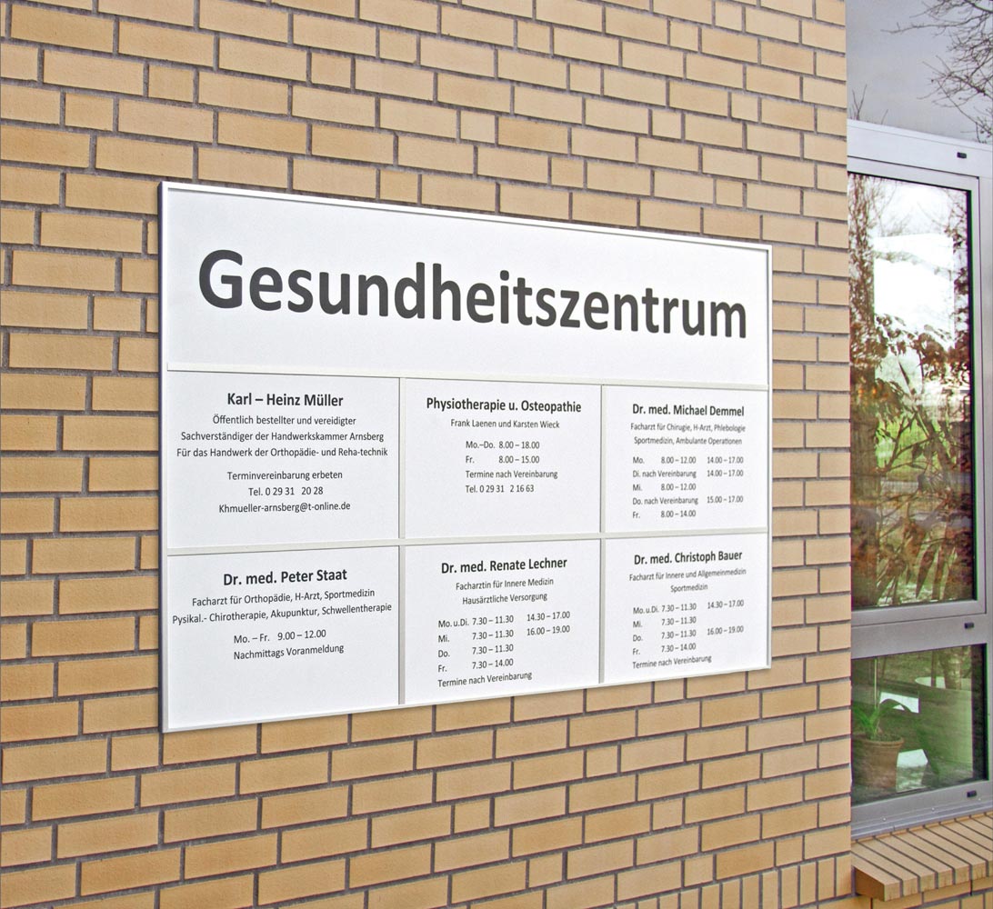 Alu-Wechselrahmen Typ Theta- - Rahmen silber eloxiert-Einschiebeschilder weiß