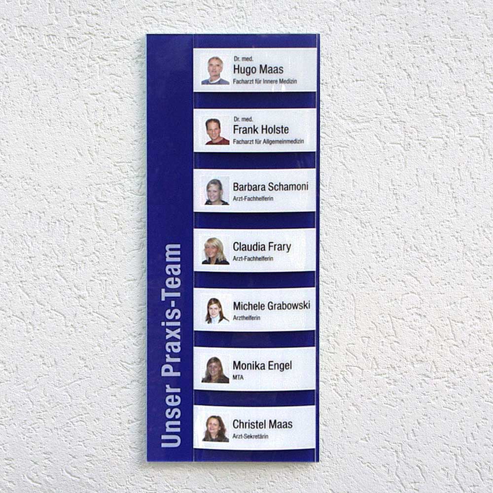 Mitarbeiter-Display - 300 x 1000 mm - Überschrift + 9 Mitarbeiter