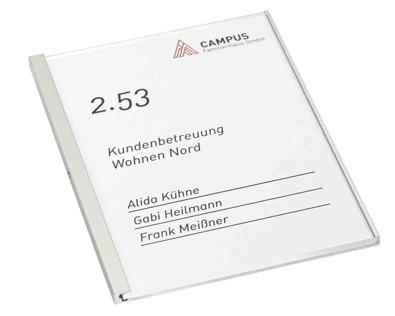 Türschild KRISTALLINO.w-ESG - 110 x 148,5 mm (BxH) A6 hoch oder quer