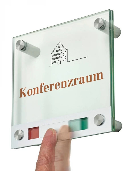 Glas-Türschild GALERIE - Frei-Besetzt 150 x 150 mm