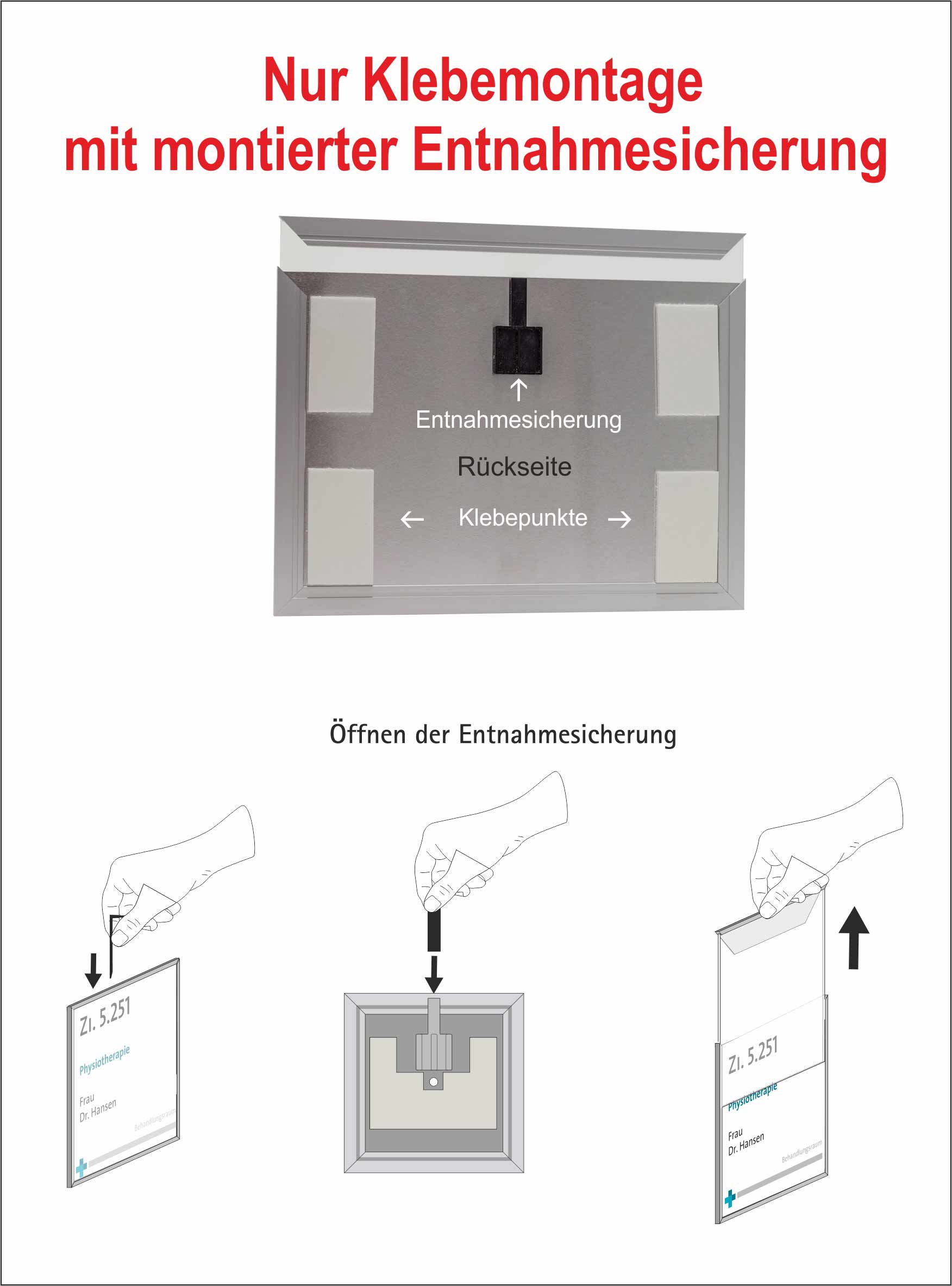 Türschild MADRID Silver Line - 150,5 x 105,5 mm A6 quer - - entnahmesicher -