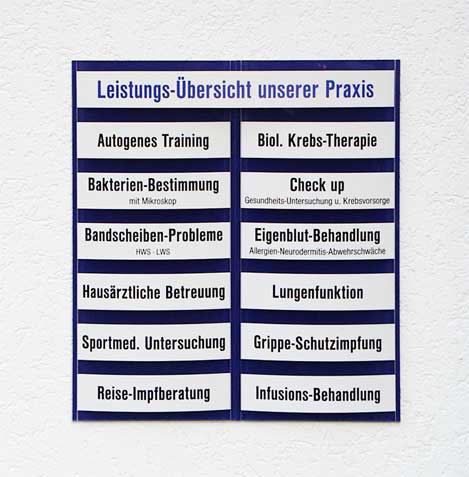 Leistungs-Tafel - 450 x 500 mm - Überschrift + 10 Titel